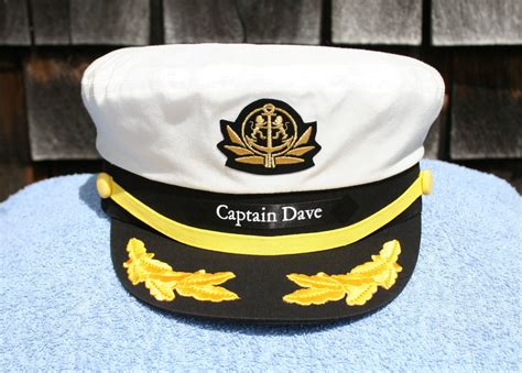 Custom Personalized Embroidered Name Captain Hats White Adjustable Yacht Hats for Halloween Adults Kids Cruise Line Captain Theme Party Cosplay Costume Accessory. $12.99 $ 12. 99. $4.99 delivery Jan 4 - 17 . Personalize it +9 colors/patterns. Custom Yacht Sailor Christmas Hat Skipper For Men.
